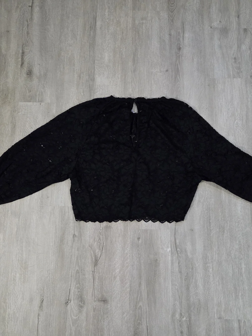 Free People Black Lace Cropped Blouse / Smock Top